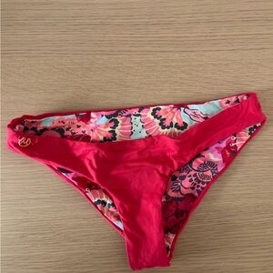 M medium maaji red floral bikini bottom reversible